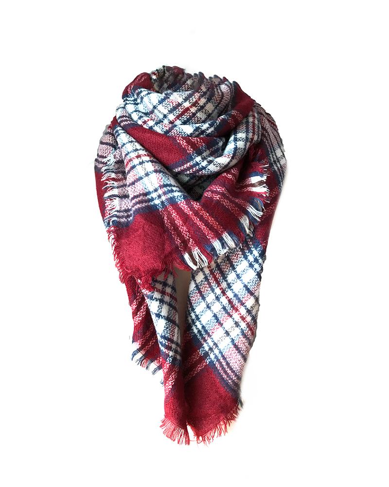 

Plaid Colorblock Fringe Hem Scarf, Style9