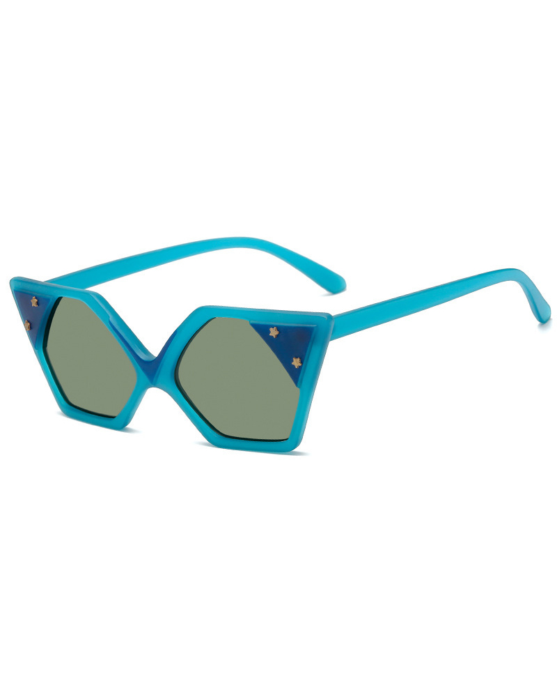 

1Pair Star Studded Pattern Asymmetrical Frame Sunglasses, Blue