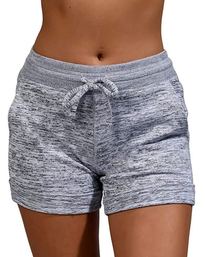 

Drawstring Pocket Design Shorts, Light gray