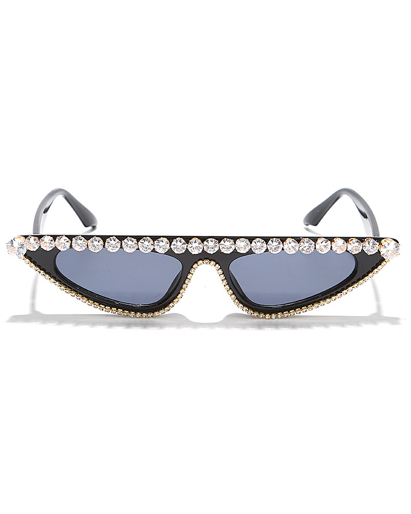 

1Pair Tinted Lens Studded Cat Eye Sunglasses, Black