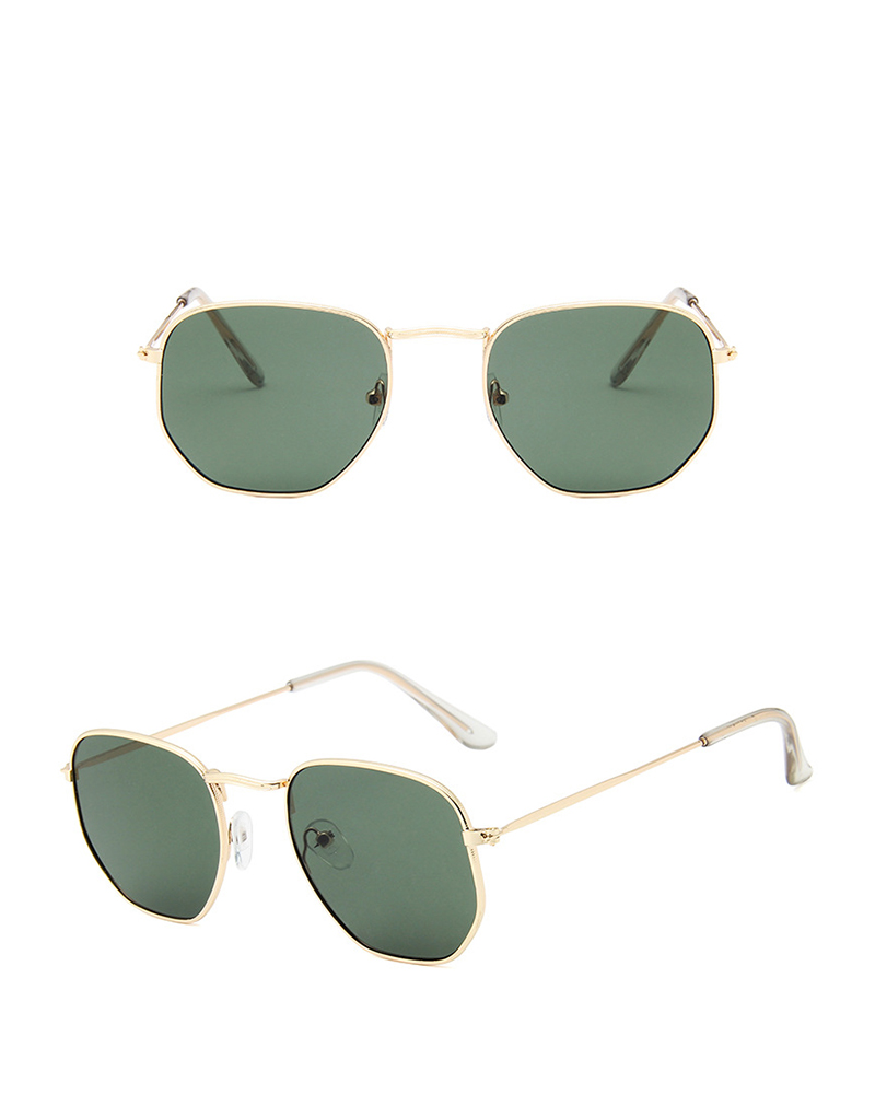 

1Pair Tinted Lens Metal Frame Sunglasses, Dark green