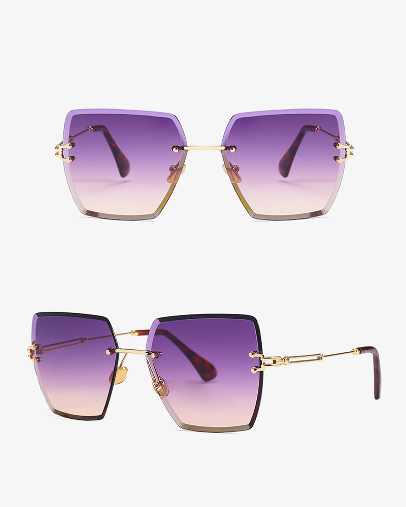 

Colorblock Flexible Metal Frame Sunglasses, Purple