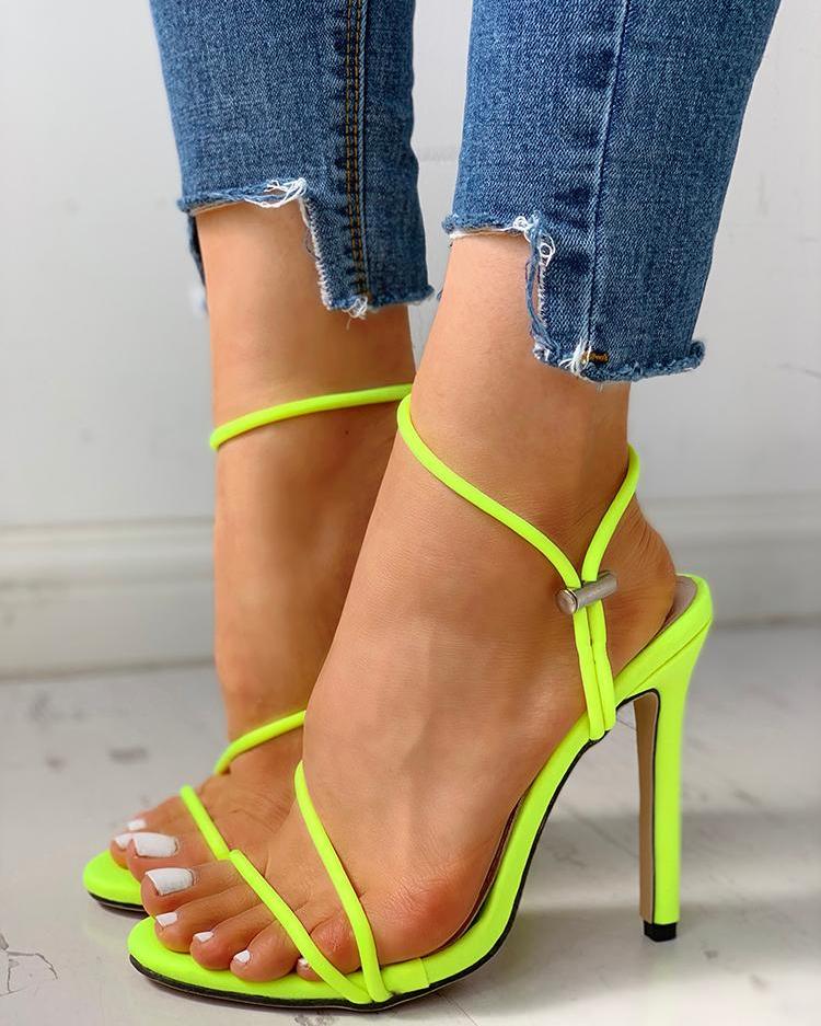 

Open Toe Slingback Thin Heeled Sandals, Yellow