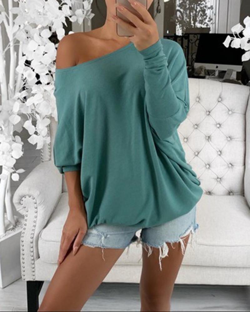 

Cold Shoulder Long Sleeve Top, Green