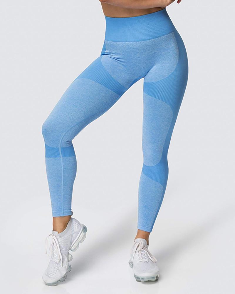 

Seamless High Waisted Yoga Pants Tummy Control Booty Leggings, Sky blue