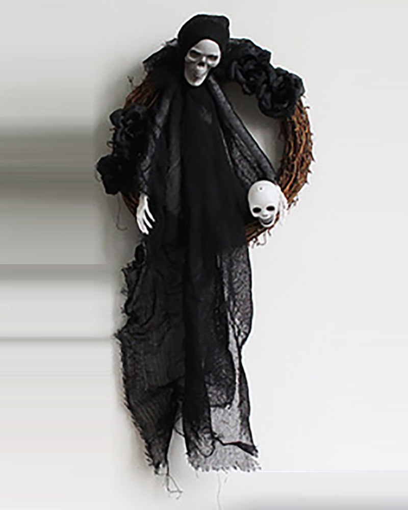 

Halloween Ghost Hanging Decorations Scary Skull Ghost Skeleton Wall Prop Ornament Horror Party Garland Wreath Skull Theme Party Decorations, Black