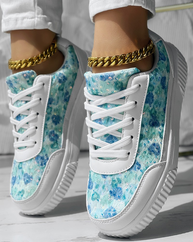 Lace Up Round Toe Sneakers main image 0
