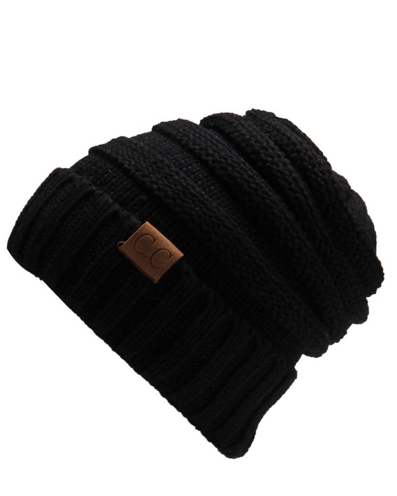 

Women's Beanie Slouchy Street Dailywear Casual Pure Color Work Fall Winter Knit Hat, Black