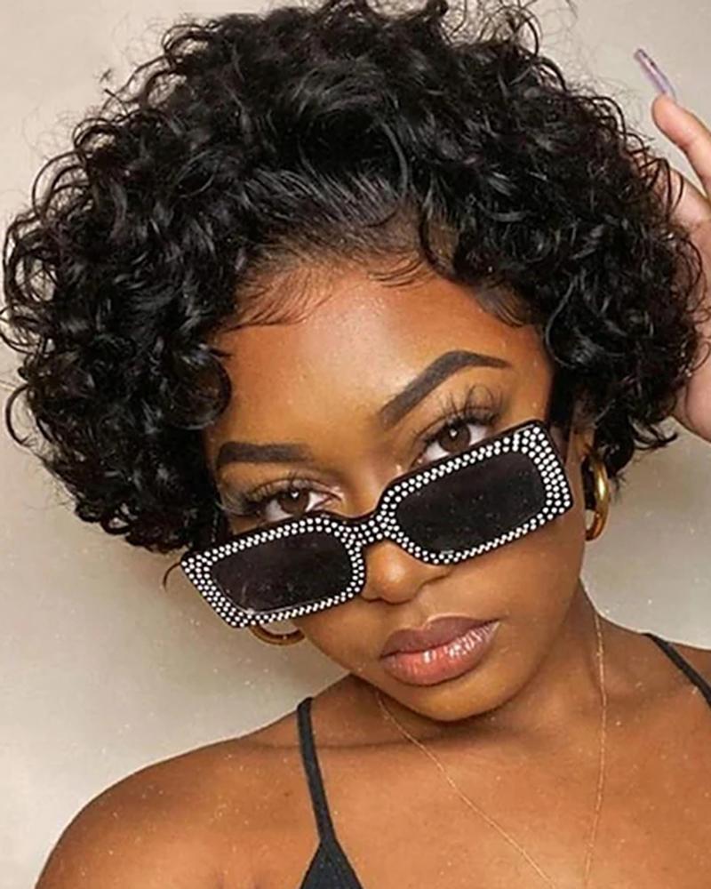 

Women's Short Curly Bob Heat Resistant Synthetic Pixie Cut Hair Wig, Black