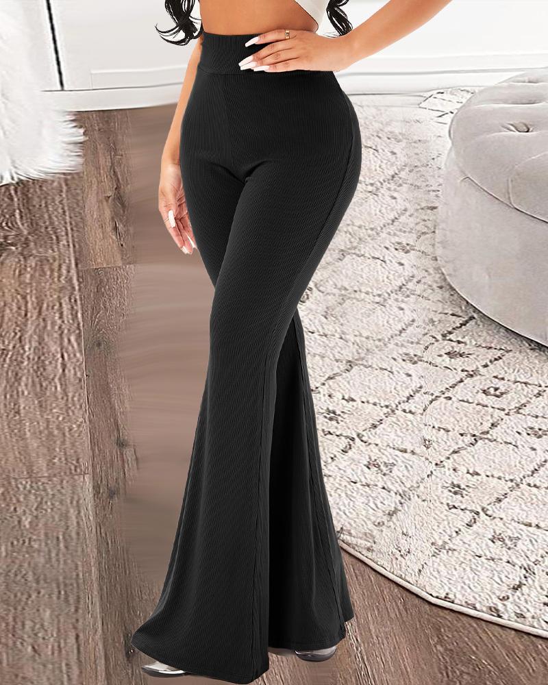 

High Waist Flared Pants, Black