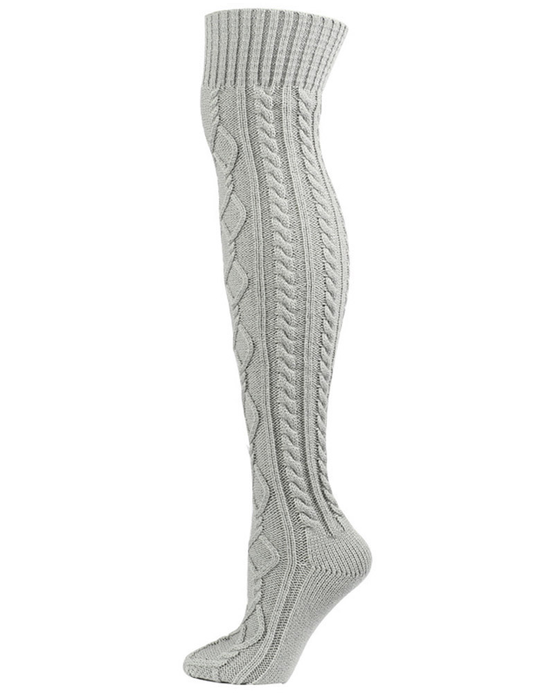 

1Pair Thigh High Cable Knit Leg Warmers Long Boot Socks, Gray