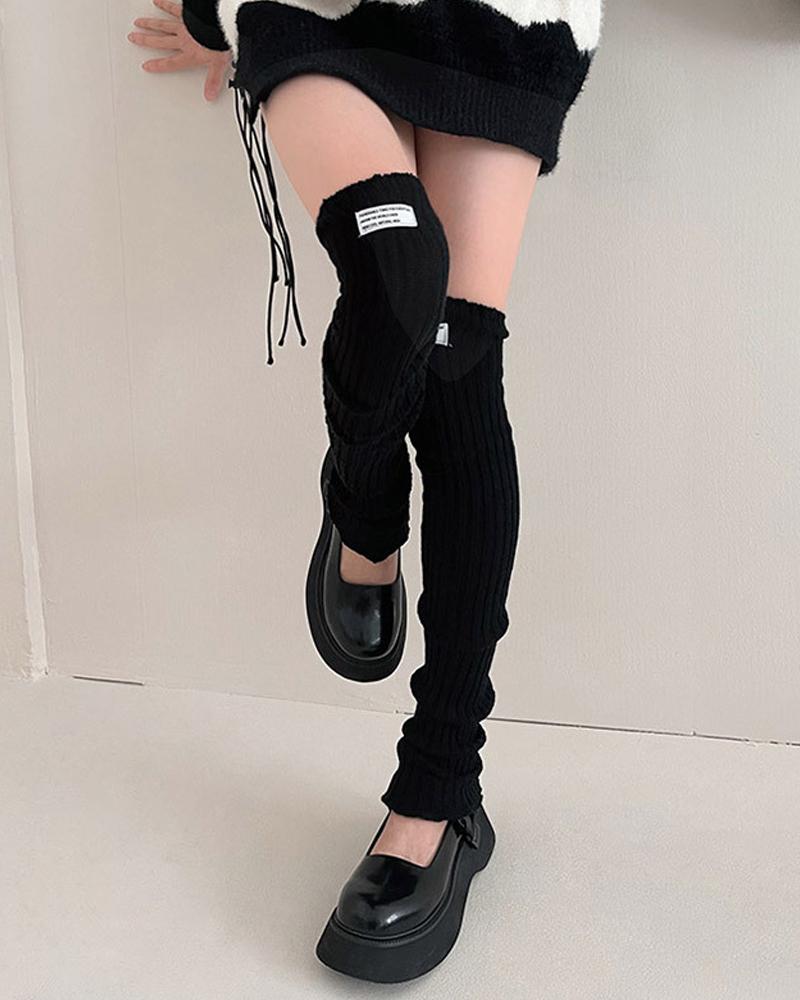 

1Pair Thigh High Knit Leg Warmers Winter Warm Long Boot Socks, Black