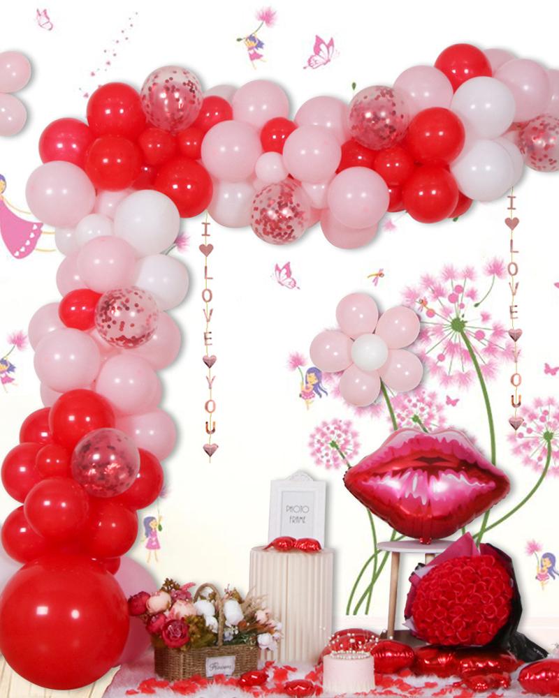 

Valentine's Day Latex Balloons Decorations For Valentines Anniversary Wedding Special Night Decor, Red