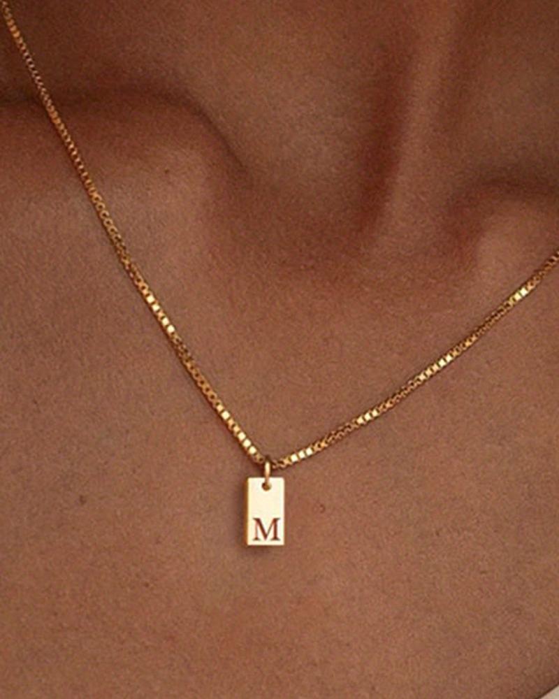 

1pc Alphabet Letter Engraved Pendent Necklace, Style13