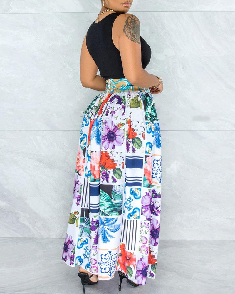 

Polkadot / Letter / Colorblock / Floral Print Wide Leg Pants, Style6