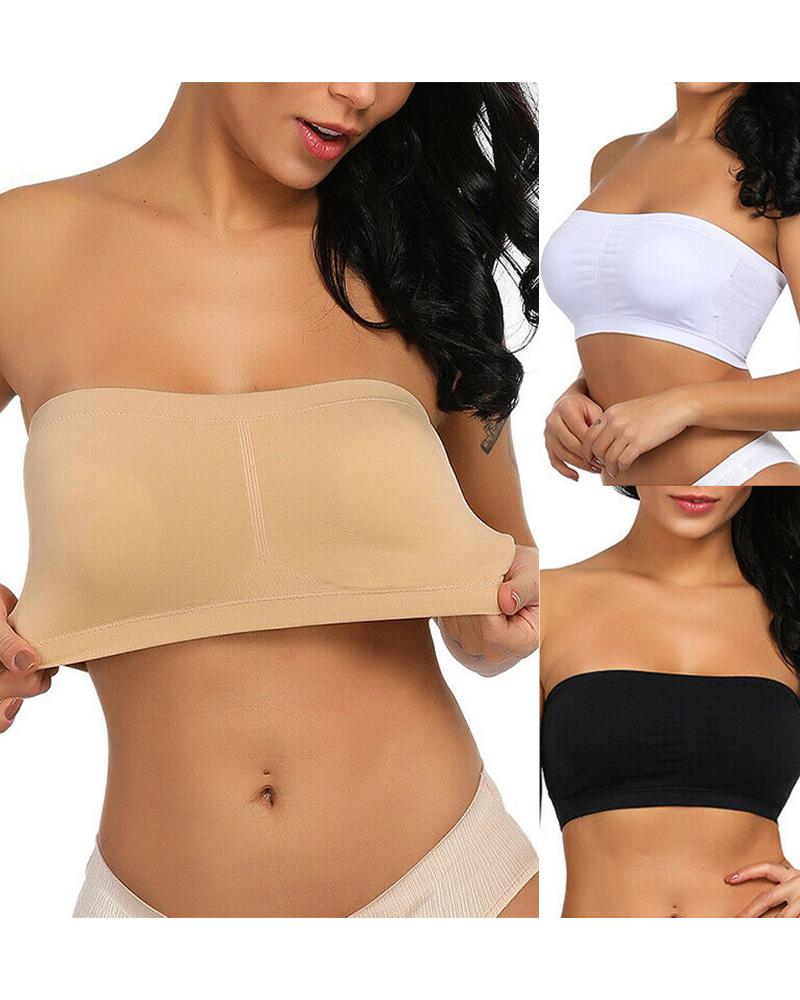 

Strapless Bandeau Bralette Invisible Bra, Apricot