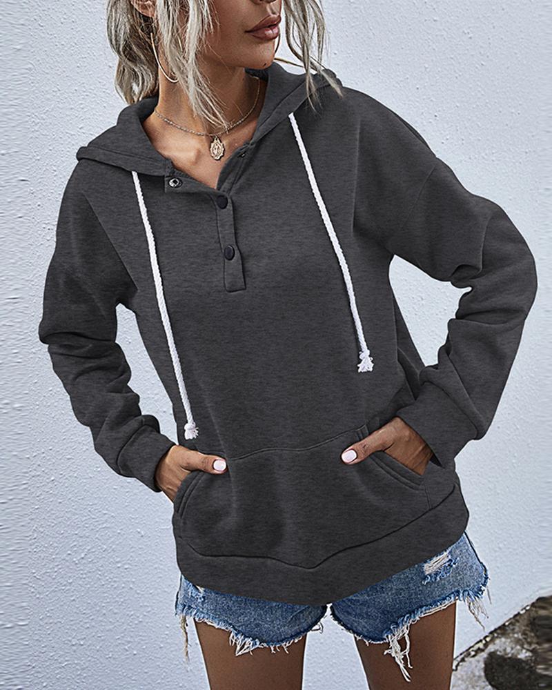 

Solid Long Sleeve Hoodies Sweatshirts, Dark grey