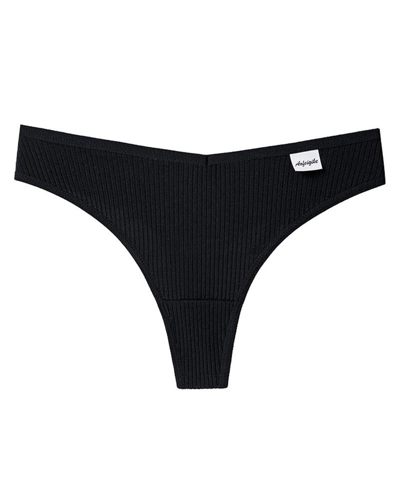 

Skinny Low Waist Solid Color Panties, Black