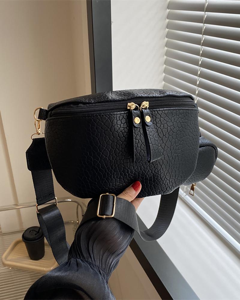 

Zipper Design Crossbody Bag With Coin Purse, Black