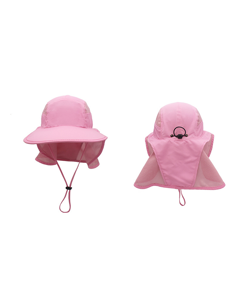 

Outdoor Sun Protection Hats Windproof Breathable Removable Face Neck Visors Cover Flap Folding Sun Hat, Pink