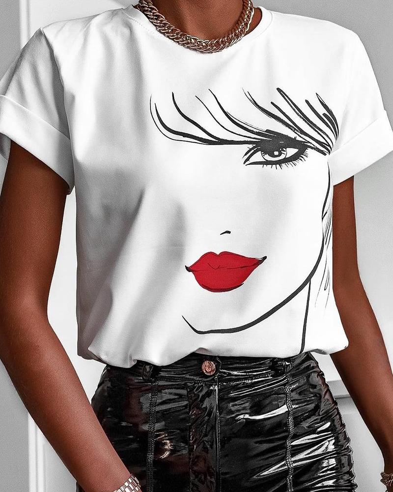 

Figure Print Short Sleeve T-shirt, White