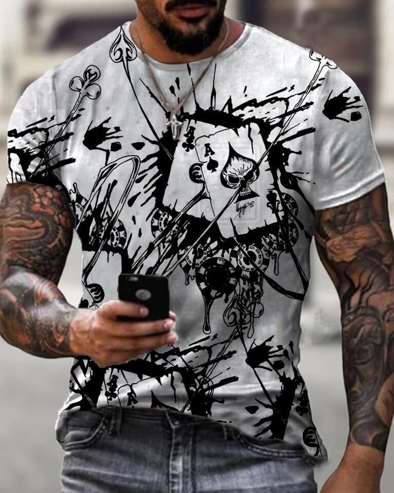 

Poker Print Short Sleeve T-shirts, Multicolor