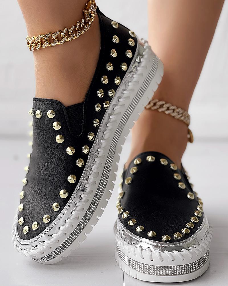 

Studded Platform Casual Slip-On, Black
