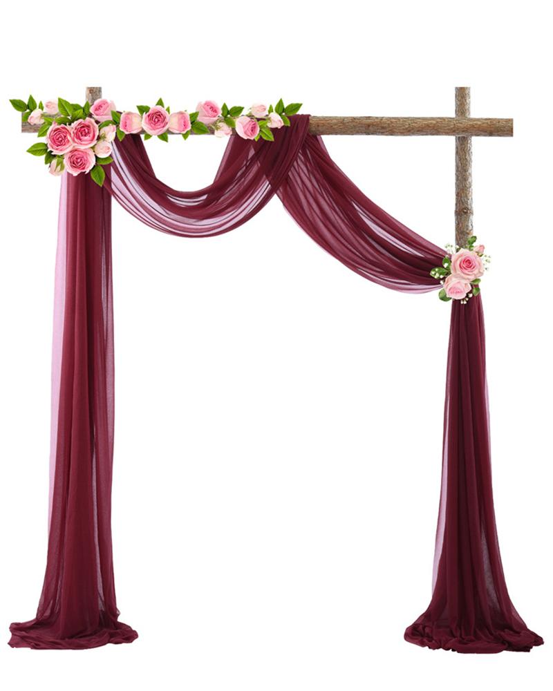 

1pc Wedding Arch Tulle Fabric Background Decoration Draping Curtain Birthday Party Supplies Ceremony Reception Hanging Wall Decor, Wine red