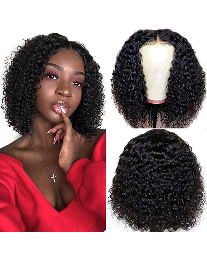 

Ugrace Hair Short Curly Human Hair Wigs 13x4 Lace Front Wig Brazilian Virgin Human Hair Wig With Baby Hair Natural Pre Plucked For Women, Black