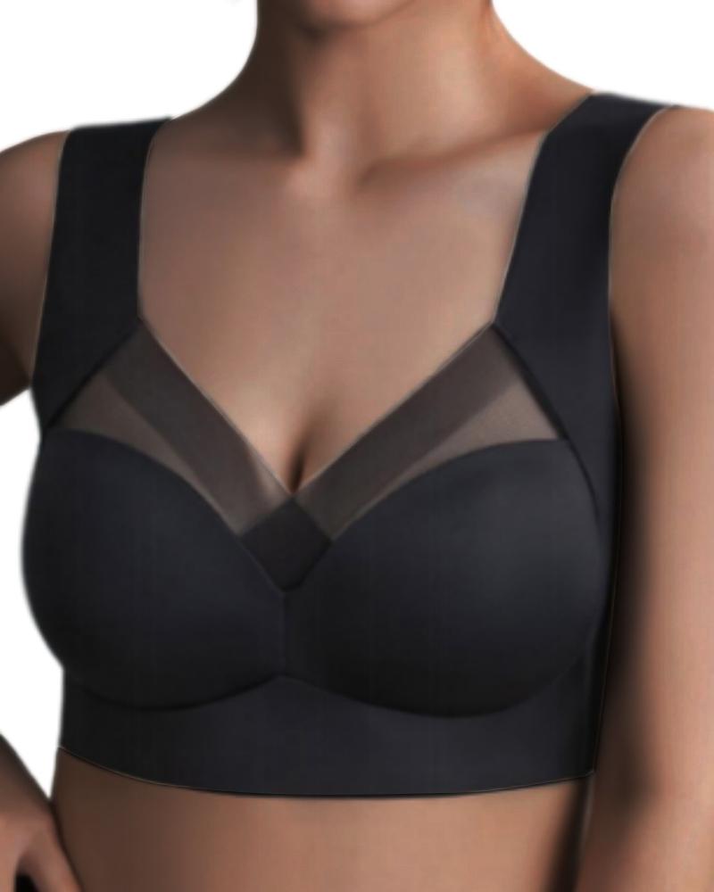 

Contrast Mesh Seamless Bralette, Black