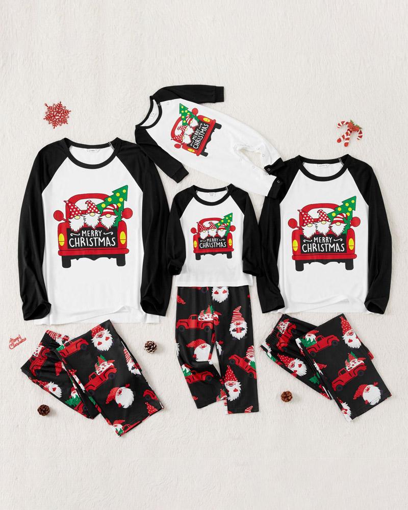 

Christmas Santa Claus Striped Gingham Print Pajama Set For Mom, Style5