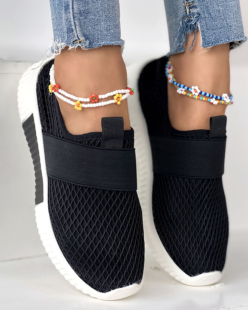

Knit Breathable Casual Slip On Sneakers, Black