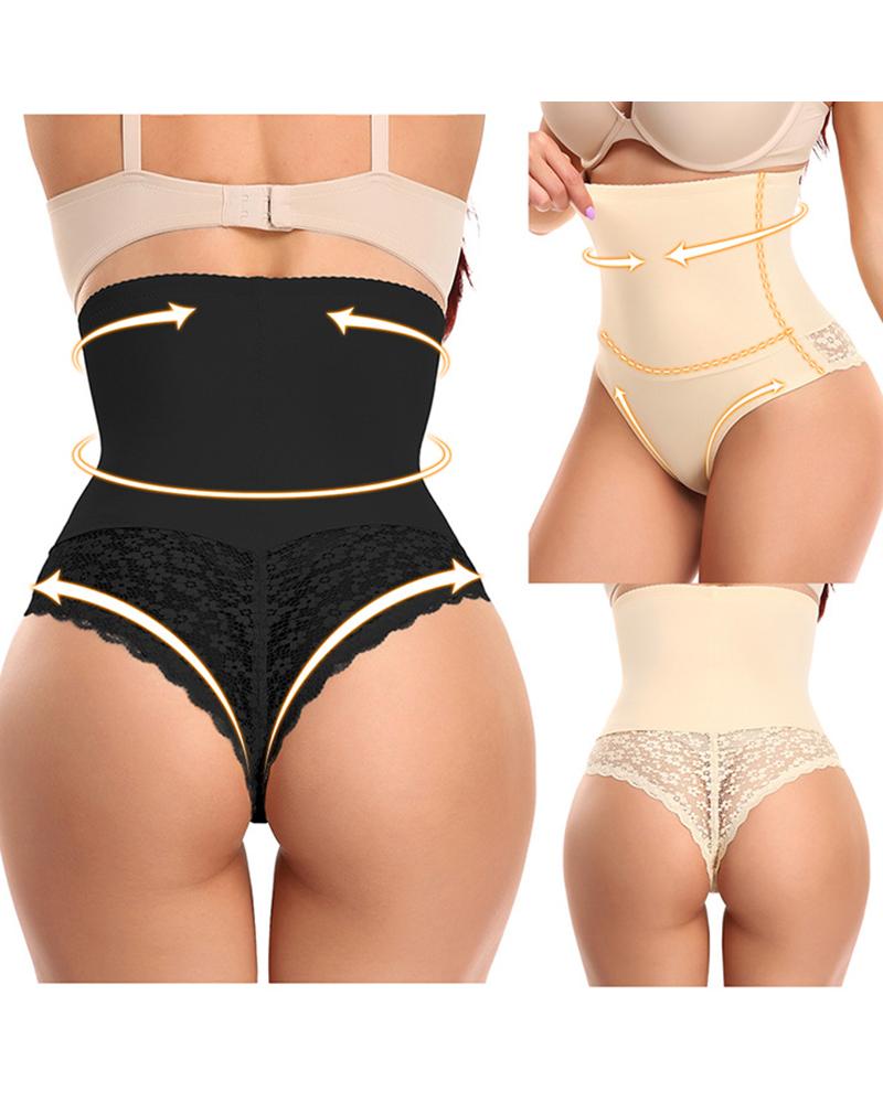 

Tummy Control High Waist Lace Patch Shapewear Underwear Panty, Black