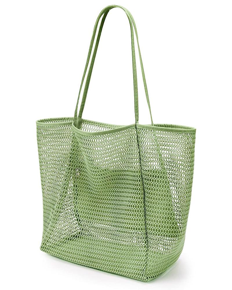 

Hollow Out Beach Tote Bag Large Capacity Shoulder Handbag, Light green