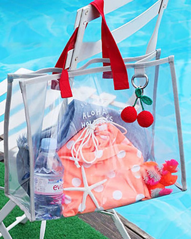 

Large Capacity Waterproof Clear Tote Bag, Red