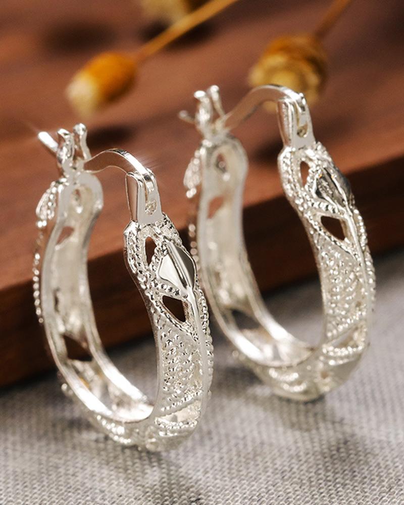 1Pair Hollow Out Hoop Earrings