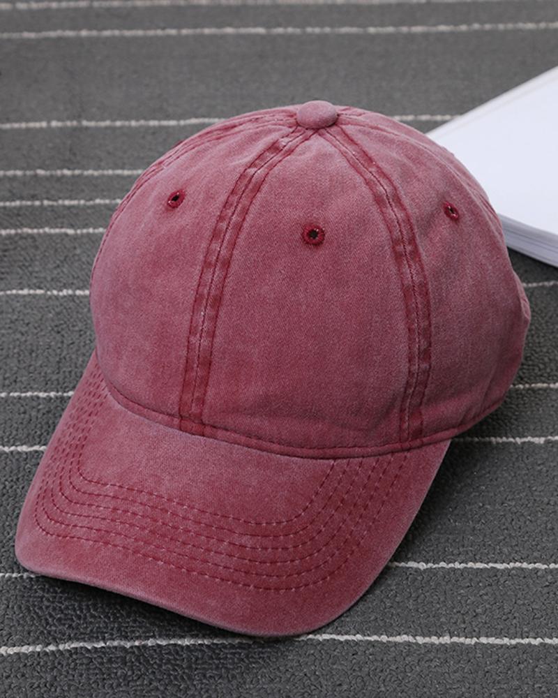 

Washed Denim Retro Baseball Cap, Hot pink