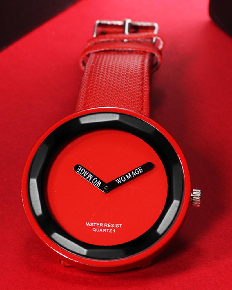 

Large Dial Trendy Casual Watch, Red