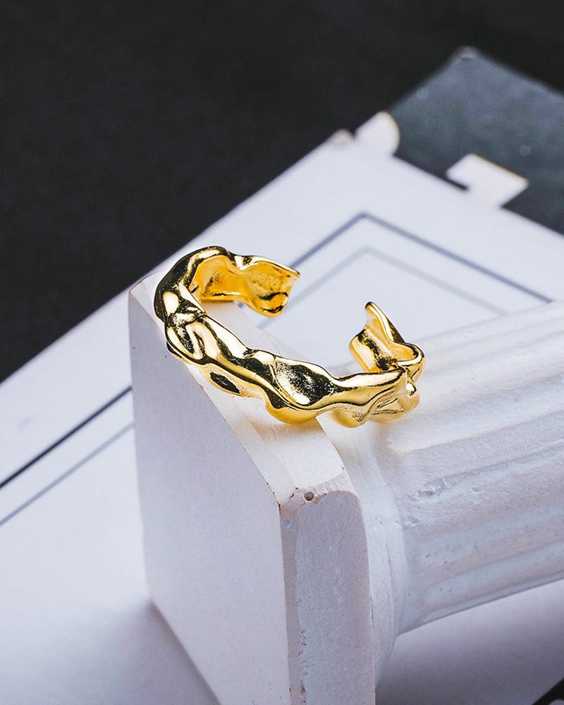 

Hip-hop Solid Color Titanium Steel Rings, Gold
