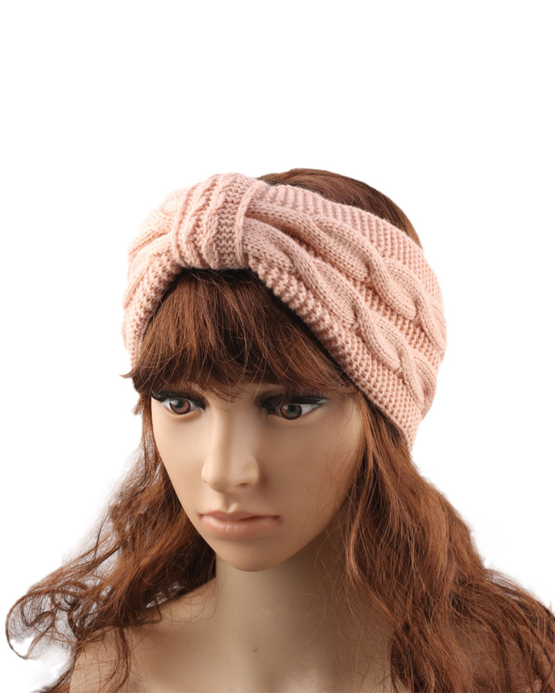 

Winter Ear Warmer Fleece Lined Cable Knit Headband Crochet Head Wrap Ear Band Covers Christmas Gift, Pink