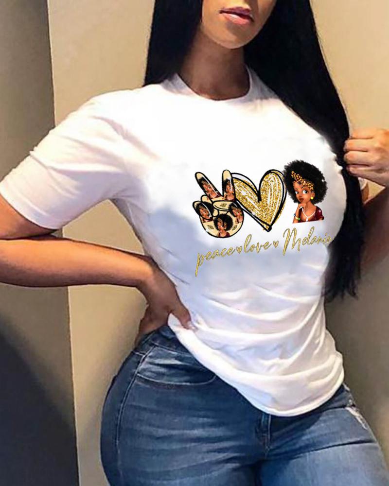 

Fashionable Cartoon Print Short Sleeve Loose T-shirts, Style4