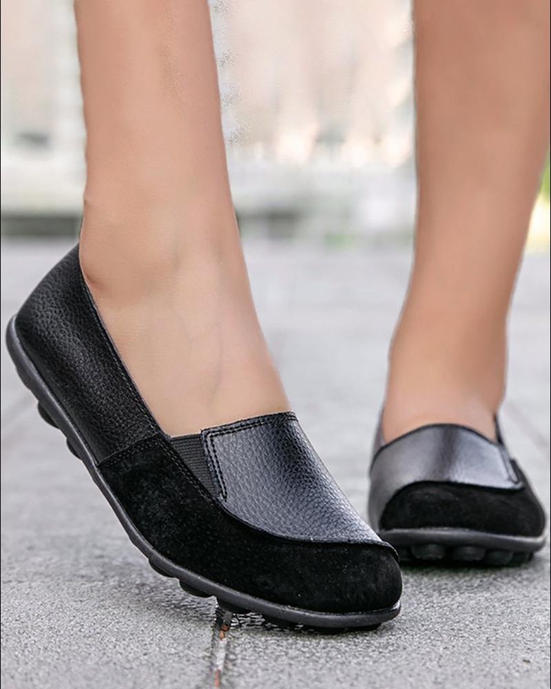 

Colorblock Slip On Loafers, Black