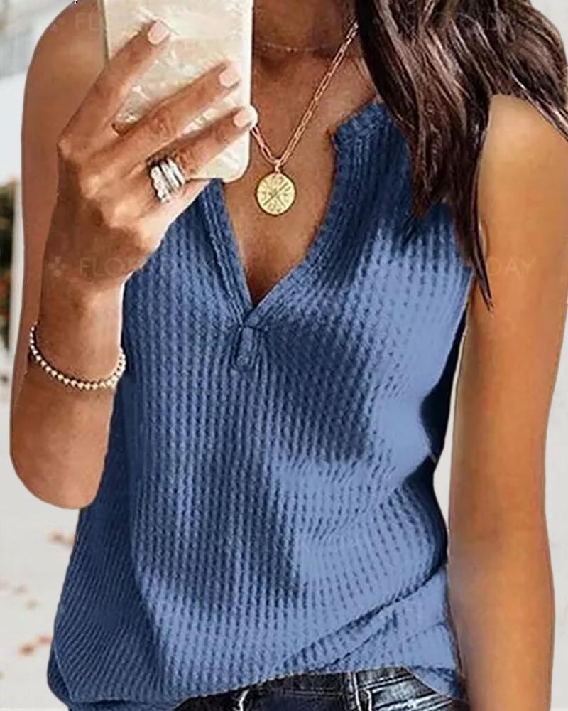 

Plain V Neck Short Sleeve Top, Blue