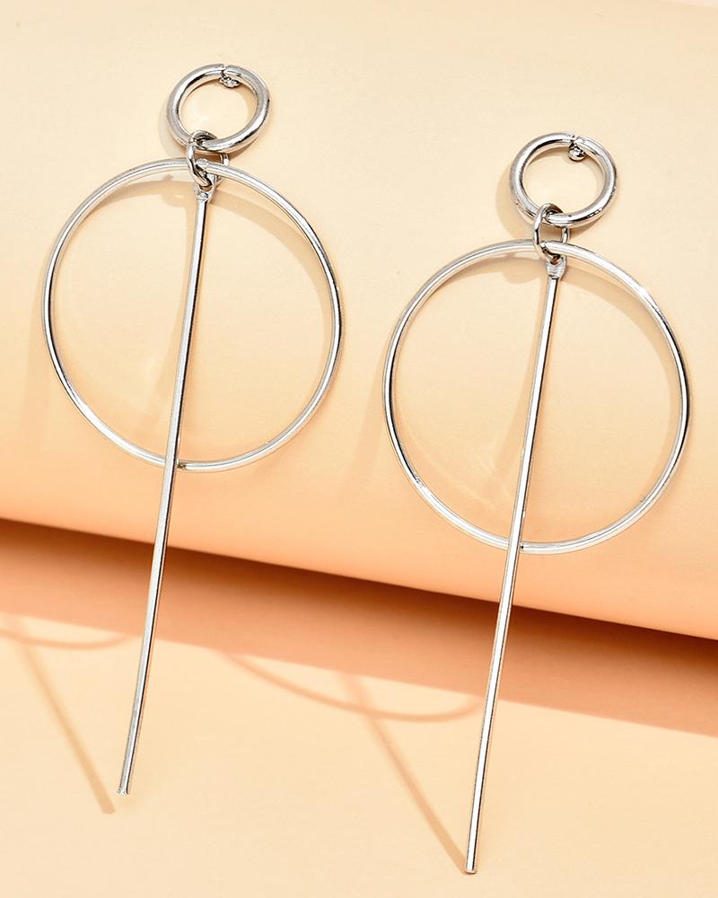 

1Pair Hollow Out Geometric Drop Earrings, Silver