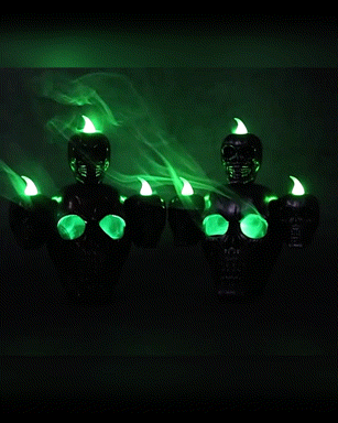 

1pc Halloween Skull Backflow Incense Burner Holder With LED Lights Party Home Haunted House Decoration, Silver