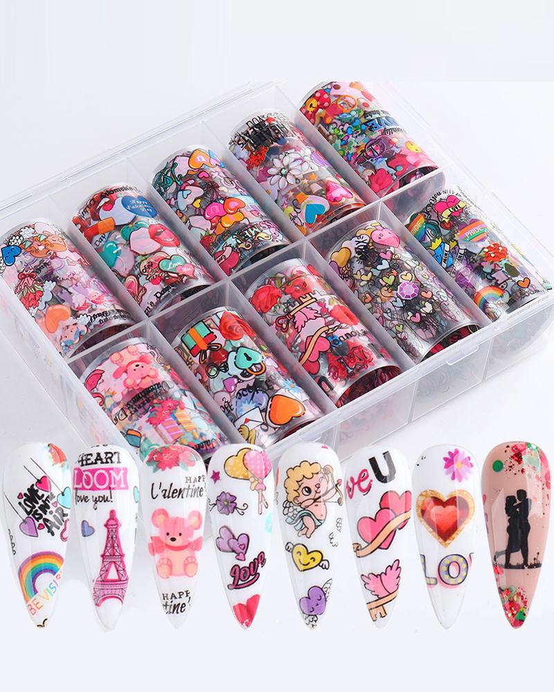 

1 Box Valentine's Day Cartoon Heart Cute Nail Decal, Red