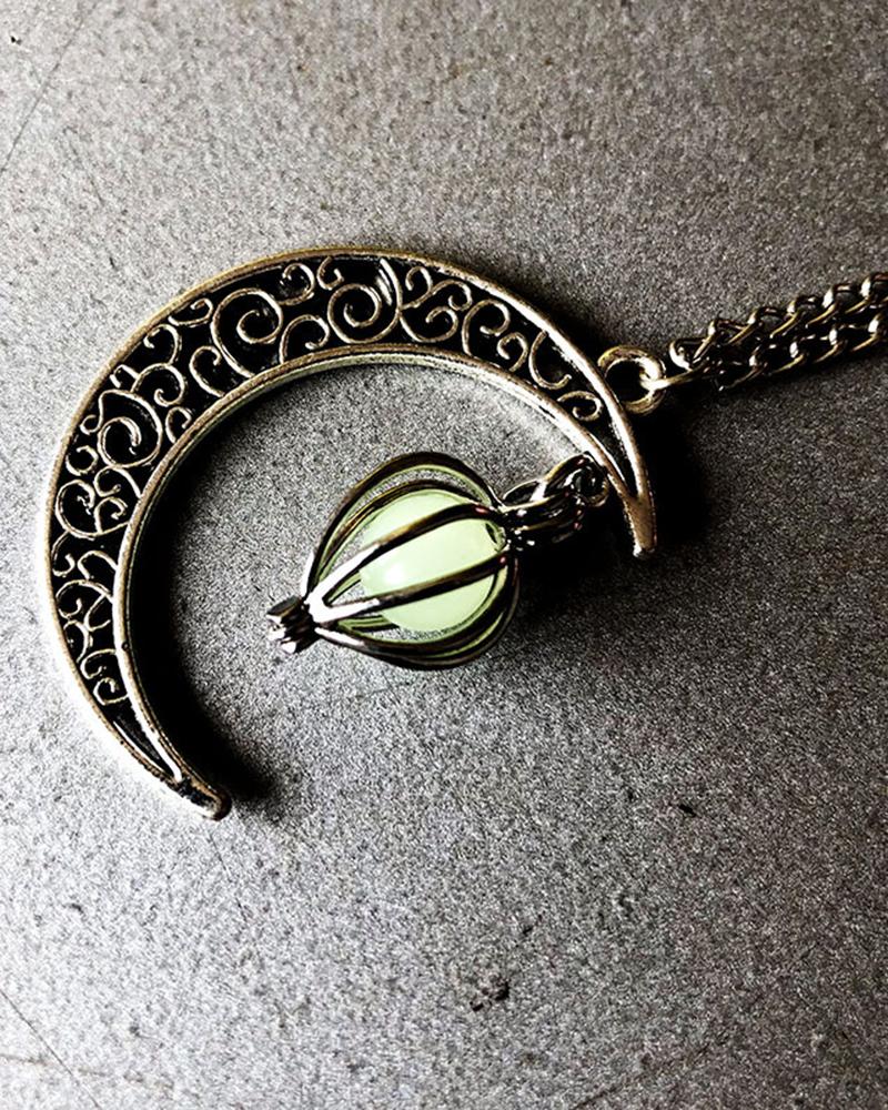 

Halloween Moon Luminous Light Pendant Necklace, Green