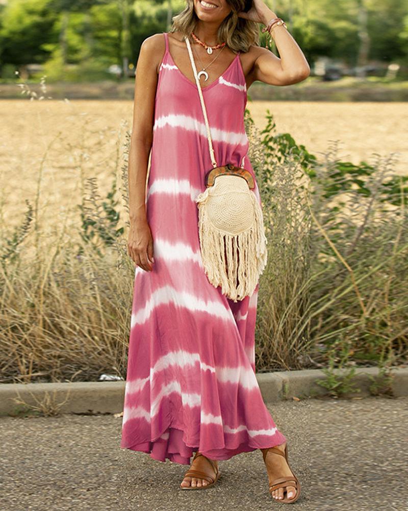 

Tie Dye Print Spaghetti Strap Casual Dress, Pink