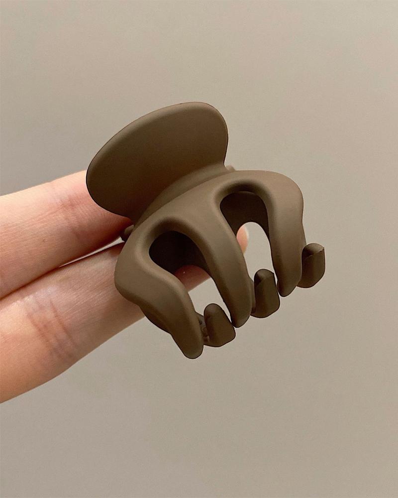 

1pc Plain Small Hair Claw, Coffee