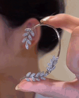 

1pcs Leaf Shaped Rhinestone Decor Ear Climber, Silver